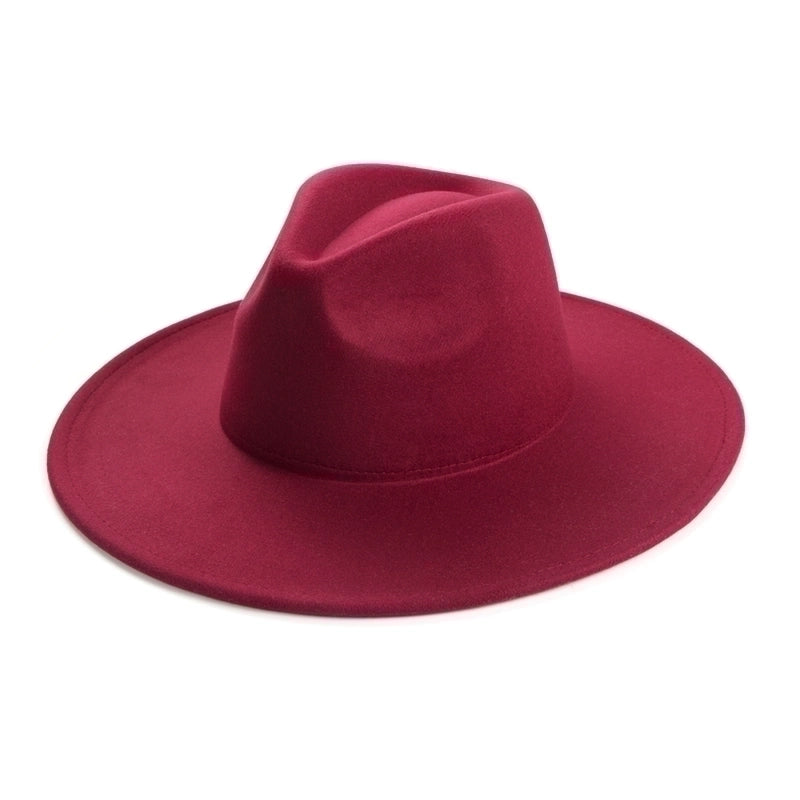 Unisex Elegant Solid Color Big Eaves Fedora Hat