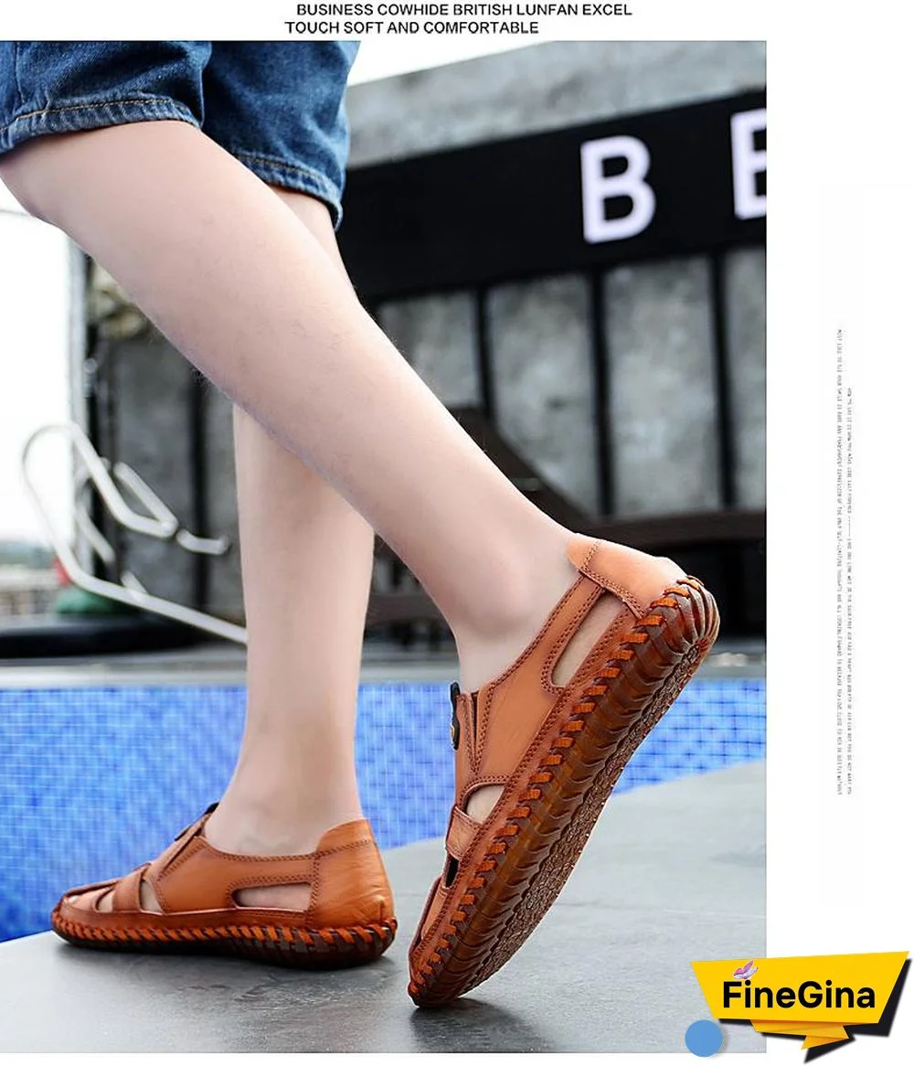 Leather Men Sandals Outdoor Flip Flop Casual Shoes Men Shoes