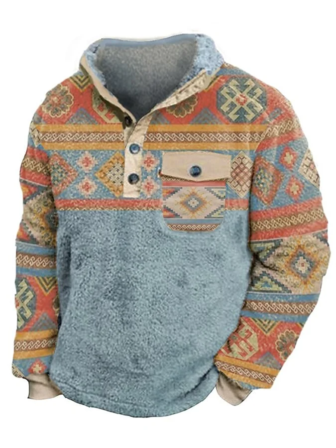 Men's retro western ethnic style plush top