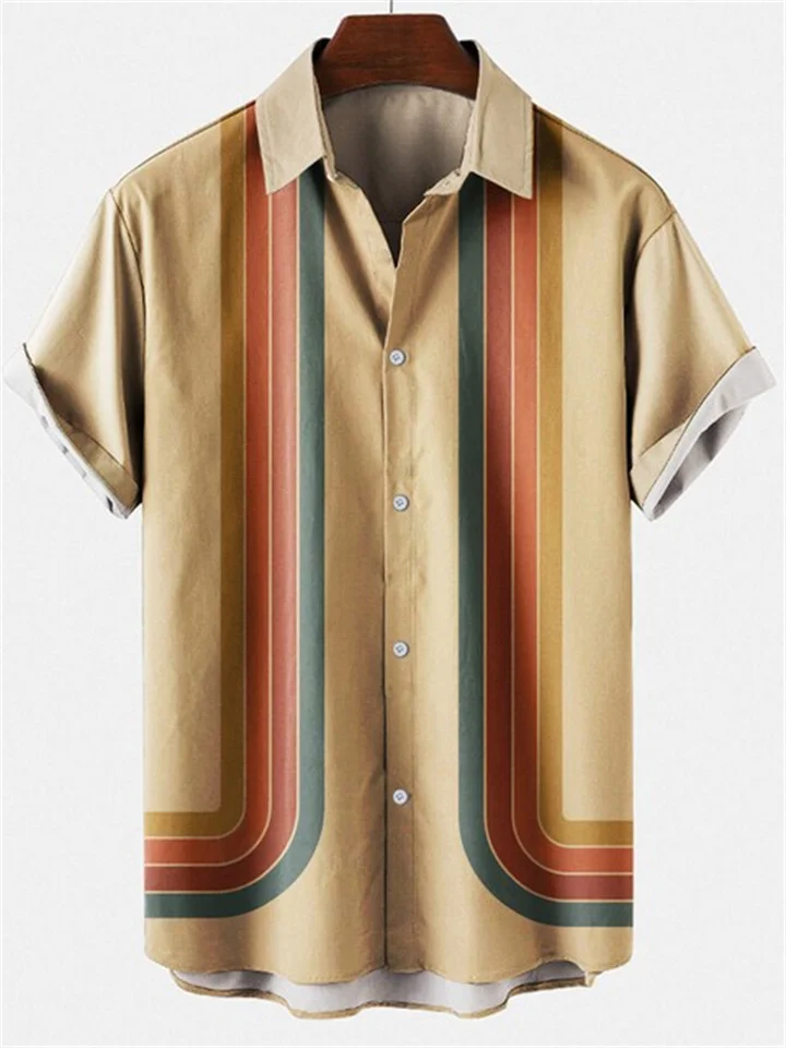 New Summer Casual Printed Shirt Men's Shirt Striped Print