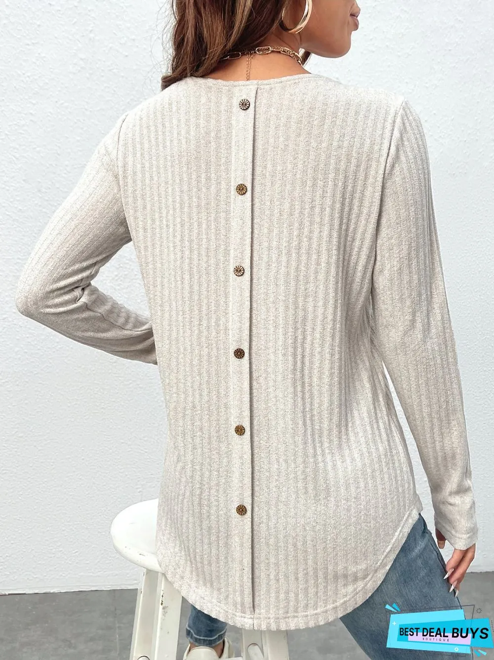 Long sleeve Jersey Crew Neck Loose Casual T-Shirt