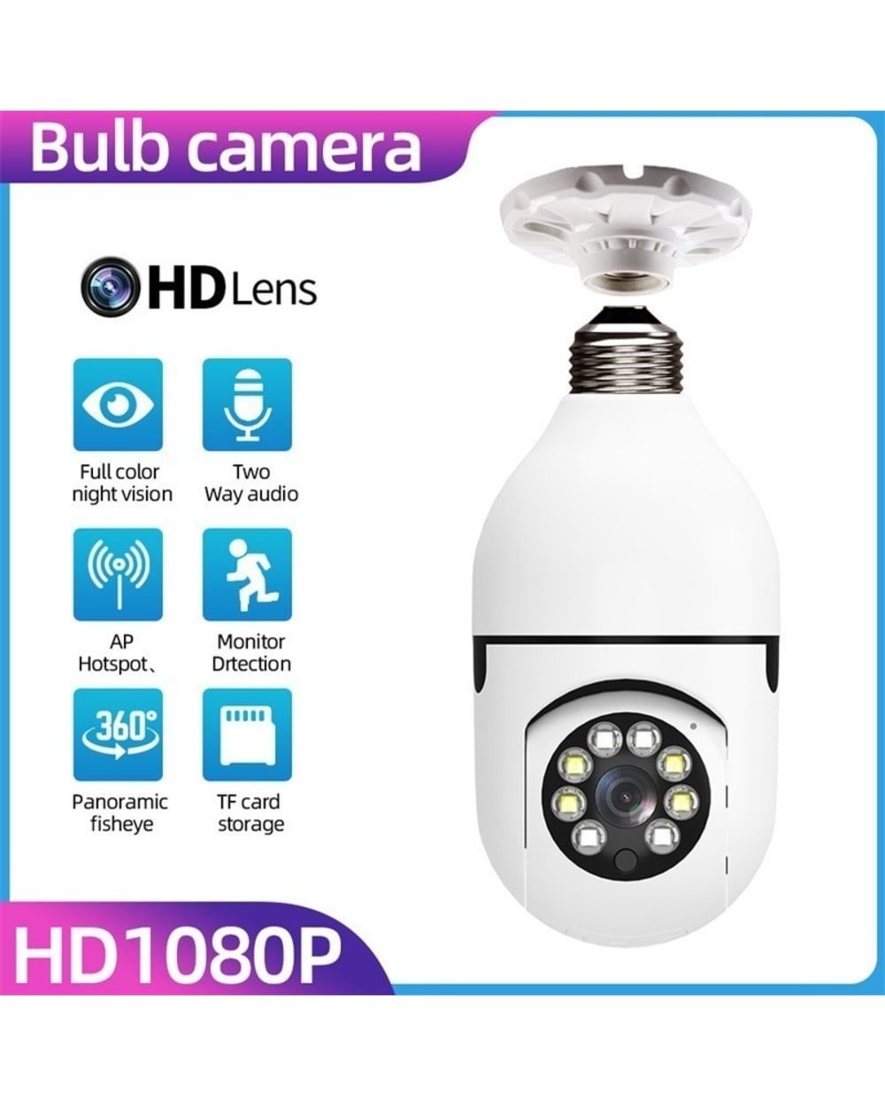 🔥Last Day Promotion🔥Wireless Wifi Light Bulb Camera Security Camera