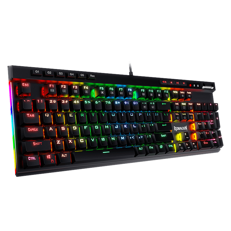 Redragon K580 RGB Backlit Mechanical Gaming Keyboard with Macro Keys & Dedicated Media Controls, Onboard Macro Recording (Brown Switches)