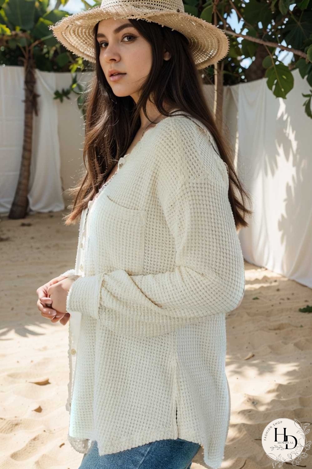 deep v neck long sleeve knitted sweater