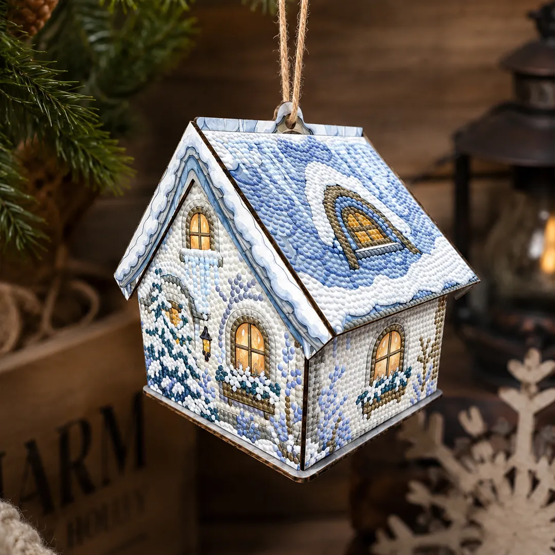 DIY Wooden House Diamond Art Painting Kit for Adults Home (Winter snowfield)