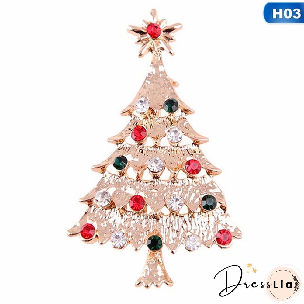 Fashion Crystal Christmas Snowman Christmas Tree Deer Brooch Pin Collar Womens Jewellery Xmas Party Jewelry