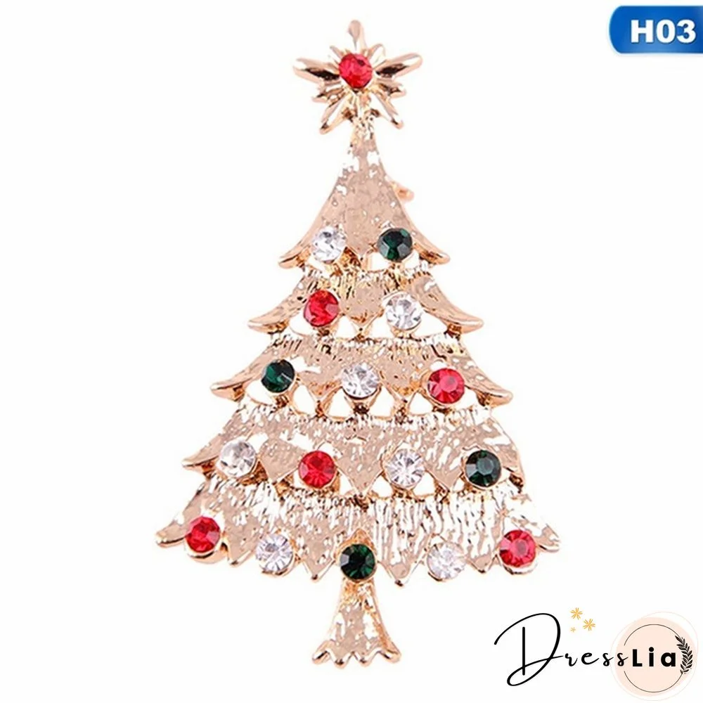Fashion Crystal Christmas Snowman Christmas Tree Deer Brooch Pin Collar Womens Jewellery Xmas Party Jewelry