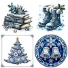 Christmas Full 14CT 2 Strands DIY Stamped Needlework Embroidery Kit 11.81x11.81inch Embroidery Needlepoint Starter Kits Cross Stitch Art and Crafts Kits for Beginners Adults Home Decor