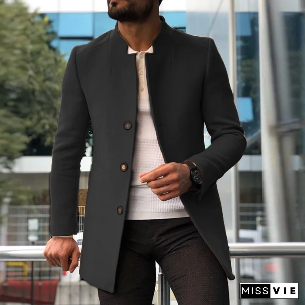 Modern Pure Color Single-Breasted Coat