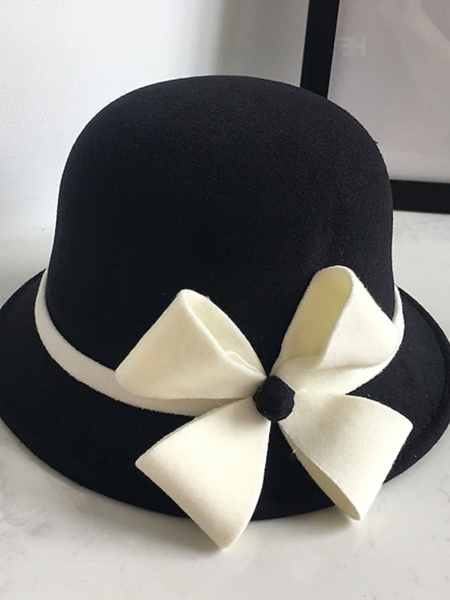 Women's Party Hat Bowknot Colorblock Vintage Elegent Dailtwear Hat