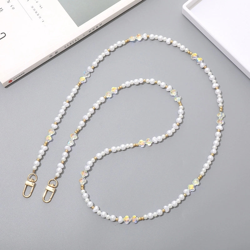 Classic Style Four Leaf Clover ABS Pearl Beaded Beaded Chain Bag Pendant Mobile Phone Chain