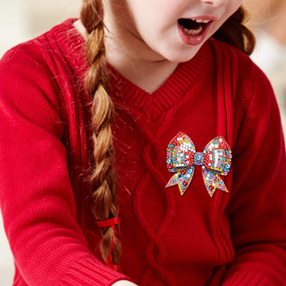 4Pcs Acrylic Special Shaped Christmas DIY Diamond Art Brooch Kit for Women Girls