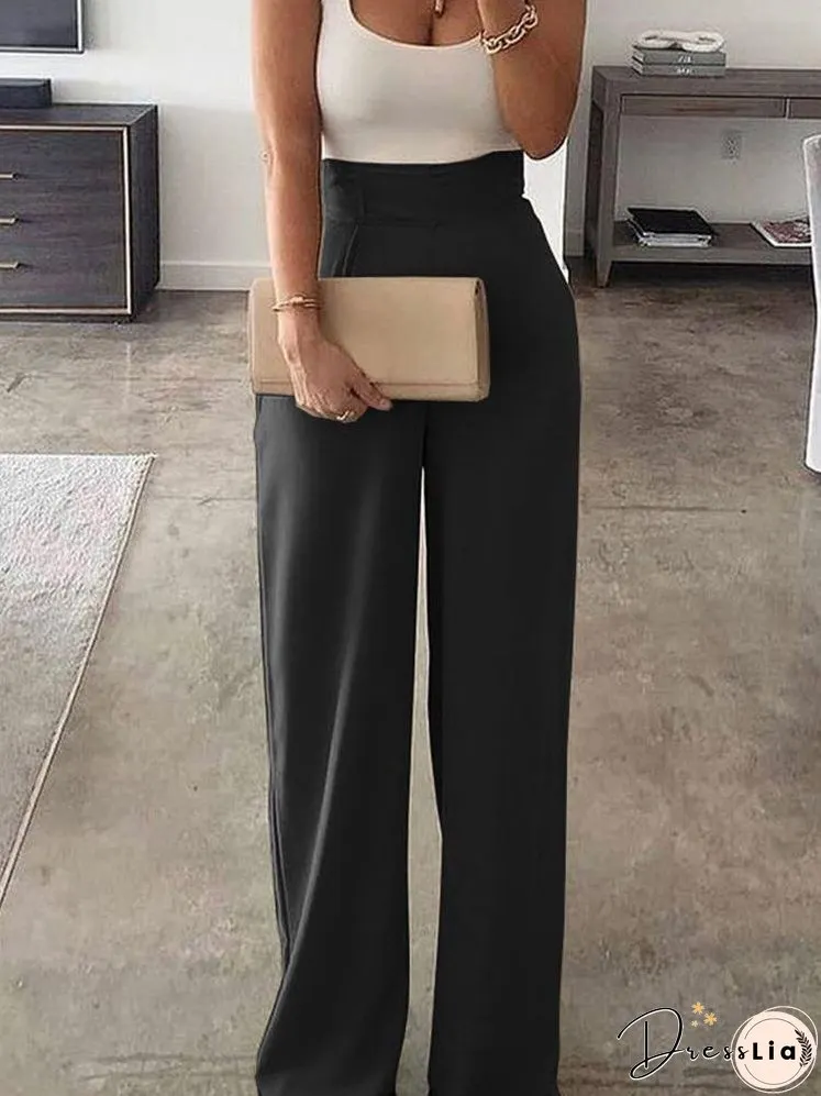 Solid Color Sleeveless Casual Jumpsuit