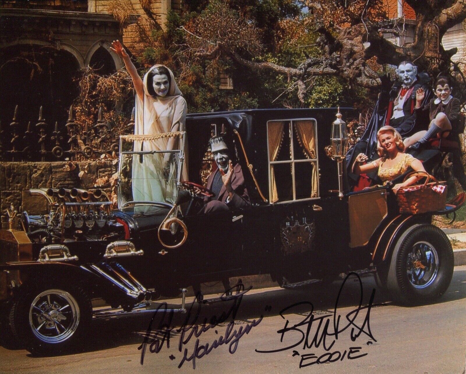 The Munsters 8x10 Photo Poster painting signed by Butch Patrick and Pat Priest - UACC DEALER