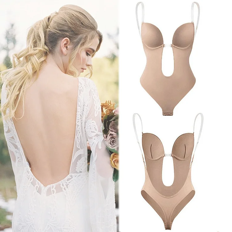 Strapless Body Shaper U Plunge Backless Bodysuit Shapewear For Low Back Bridal  Dress Transparent Strap Plus Size Tummy Control Shapewear