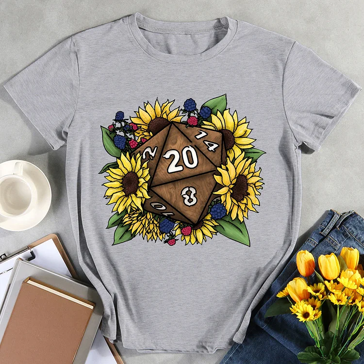 ANB - Sunflower D20 Tabletop RPG Gaming Dice T-Shirt-012031