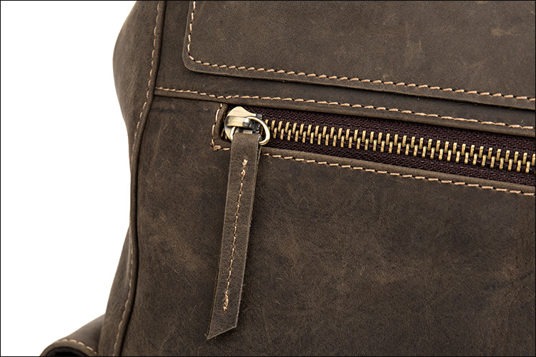 Zipper Display of Leather Backpack