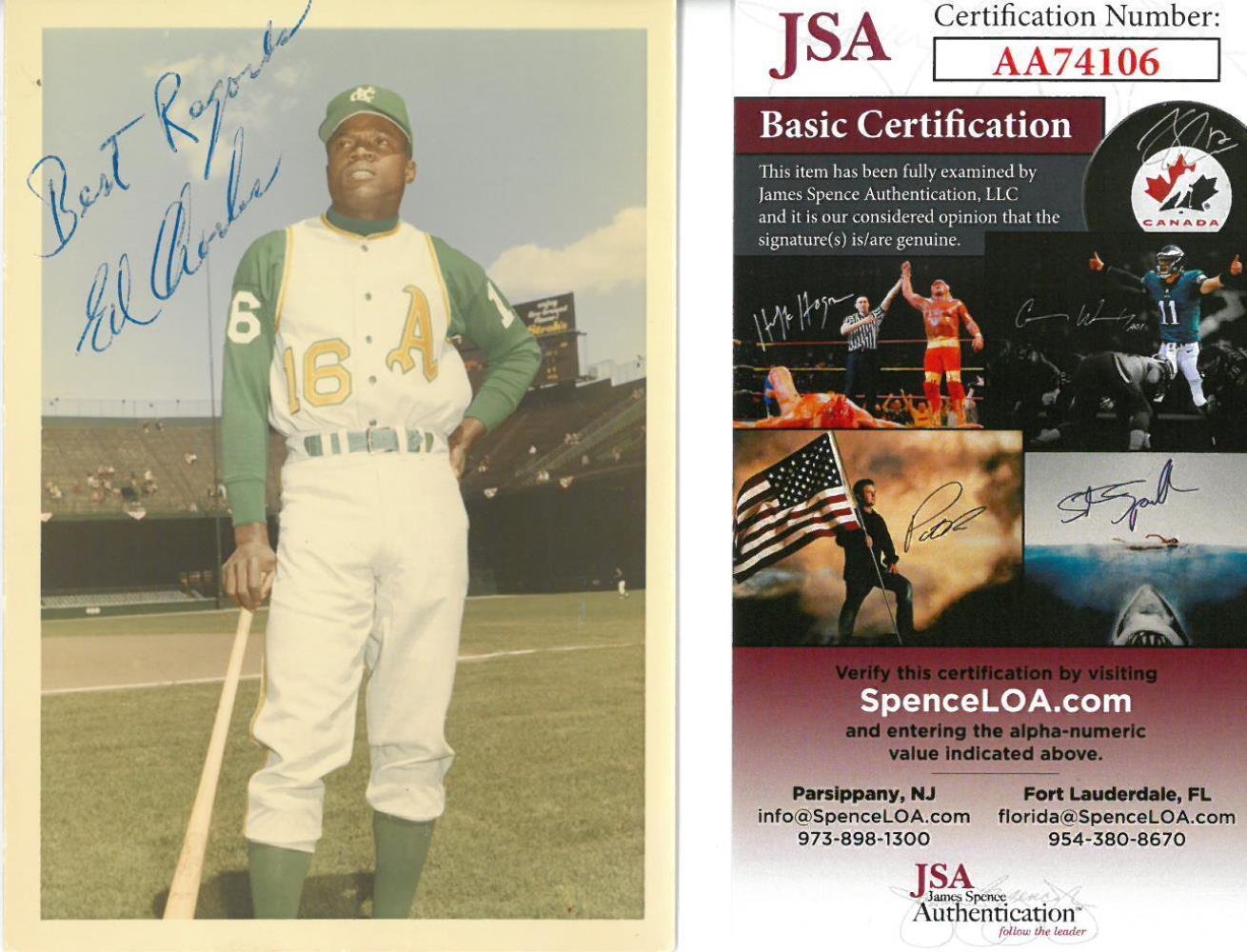 Ed Charles Signed Oakland A's Authentic Autographed 3x5.5 Photo Poster painting JSA #AA74106