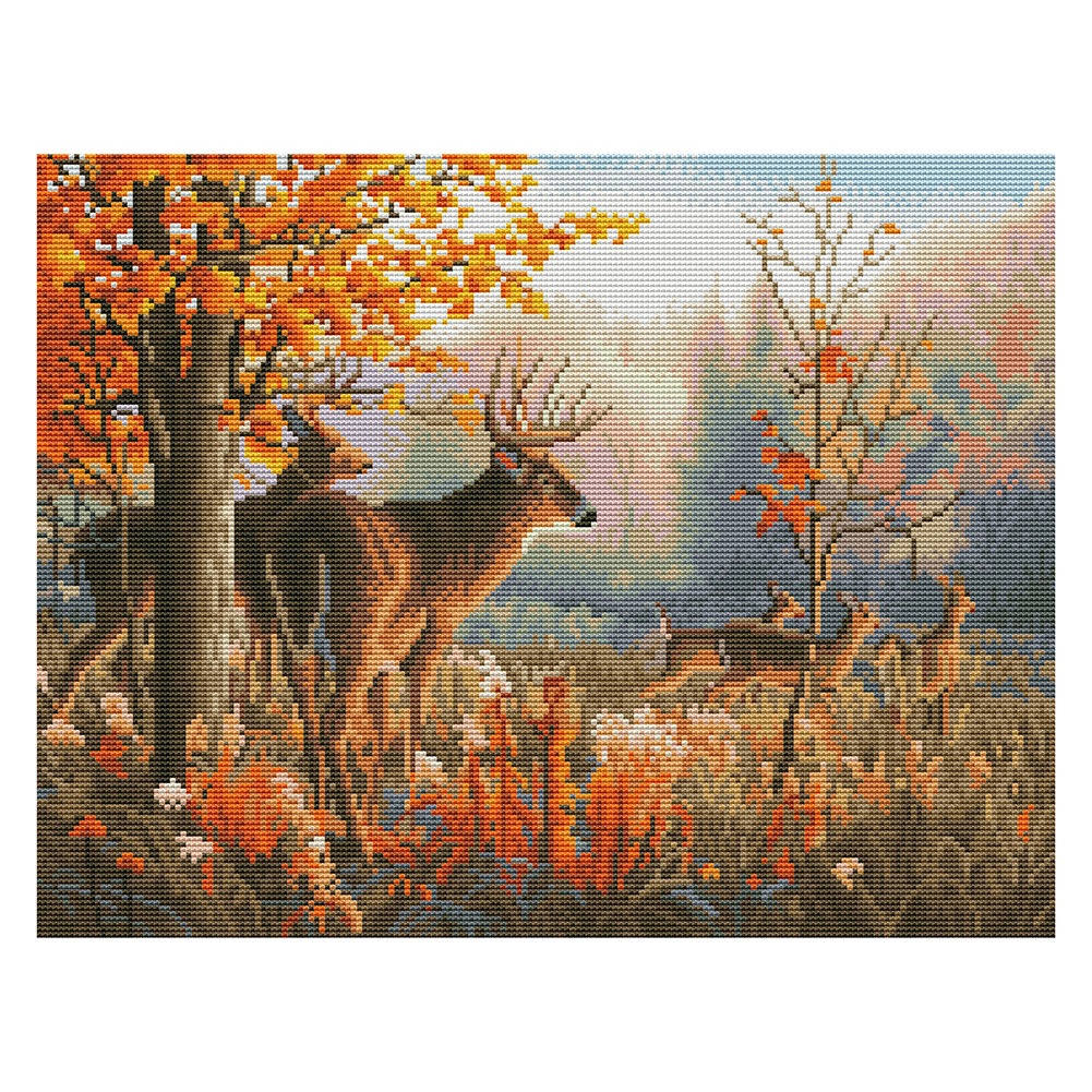 

Forest Deer - 11CT Stamped Cross Stitch - 50*40CM, 501 Original
