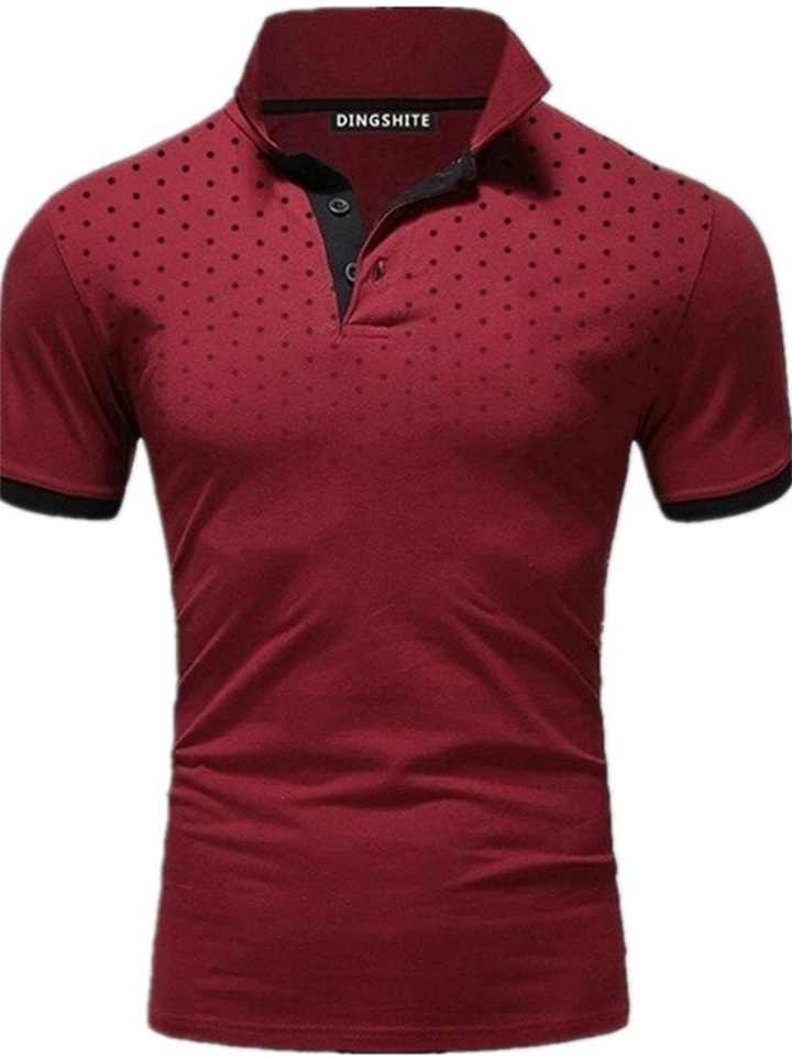 Men's Polo Shirt Golf Shirt Casual Daily Polo Collar Classic Short Sleeve Casual Soft Polka Dot Dot Button Front Summer Spring Regular Fit Black White Red Navy Blue Orange Light Grey Polo Shirt