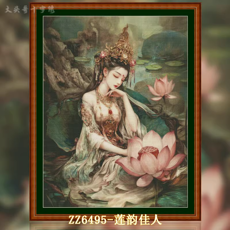 【ZZ6495- Lotus Charm Beauty】 Painting Fairy Cross Stitch