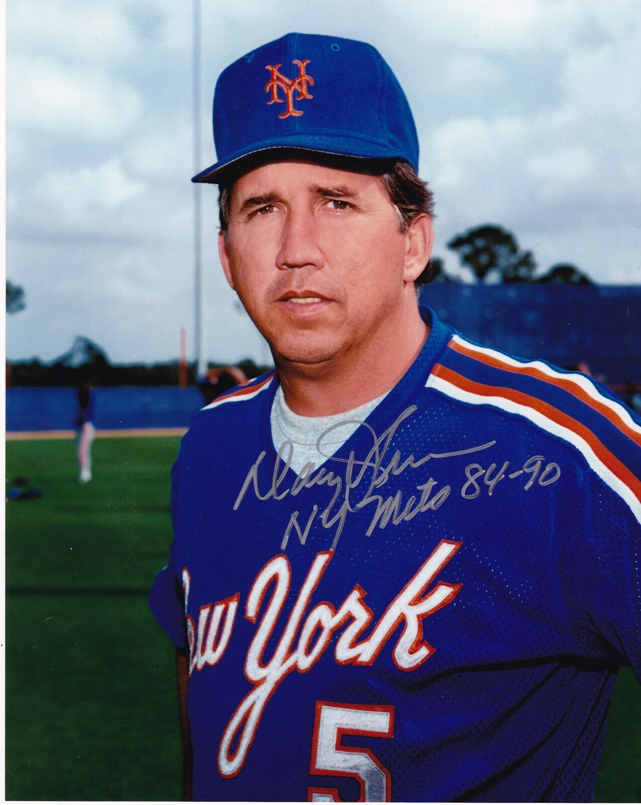 DAVEY JOHNSON NEW YORK METS 1984-90 ACTION SIGNED 8x10