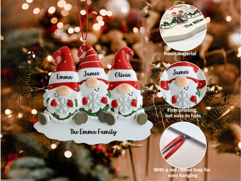 Duckbe Custom Dwarf Family Ornaments for Xmas Tree, Christmas Hanging Pendant Ornament Decorations