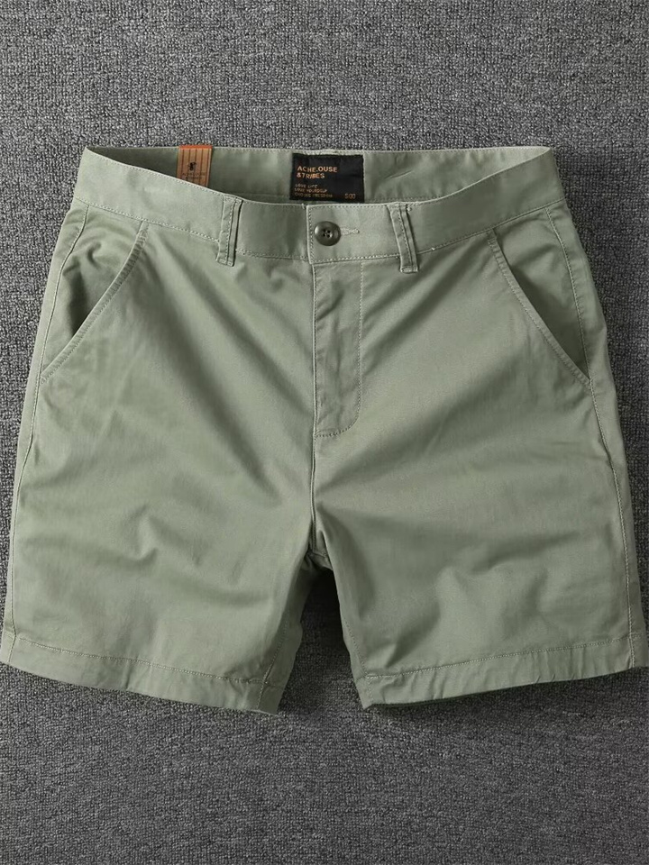Summer New Cotton Four Pants Men's Casual Slim Straight Work Shorts Micro-stretch Beach Pants