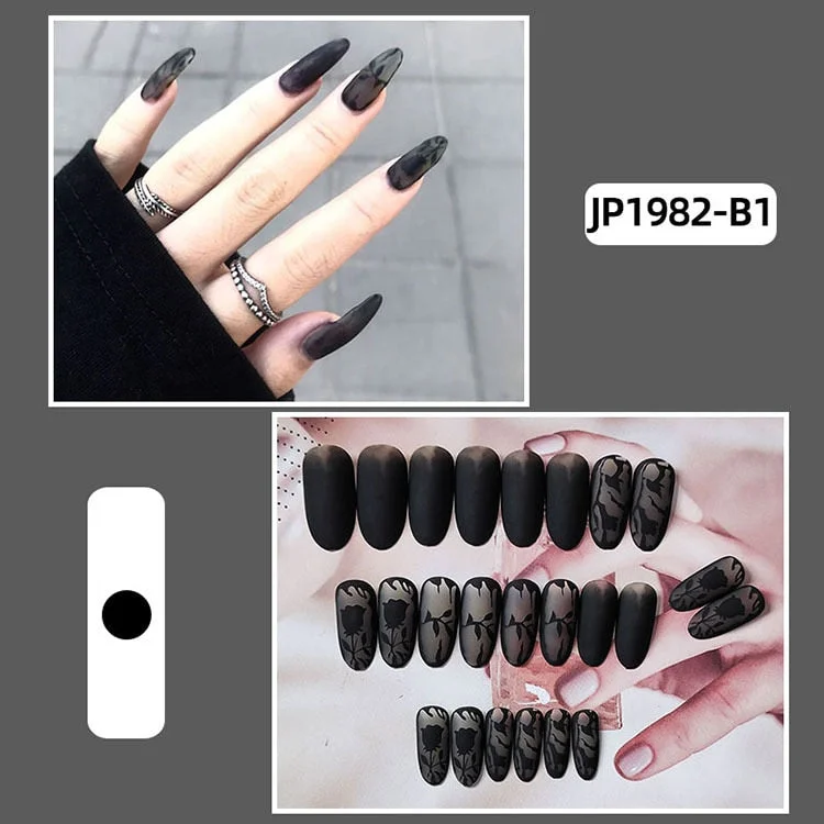 Fashion 24pc/set 10 Sizes Fake Nails Full Cover French False Nail Tips With Double-Sided Nail Adhesive Tab Press On Nails Art-Nail Inspo