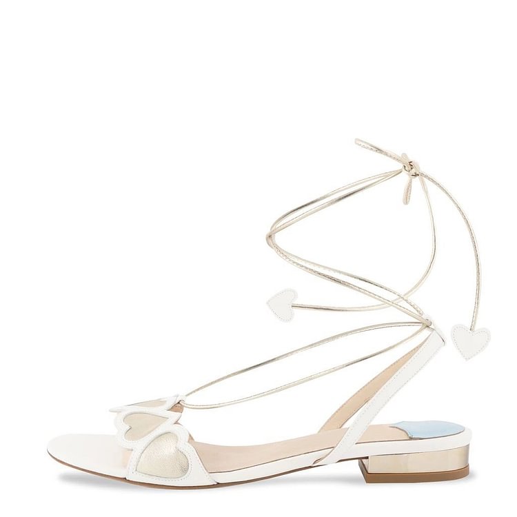 strappy sandals flat white