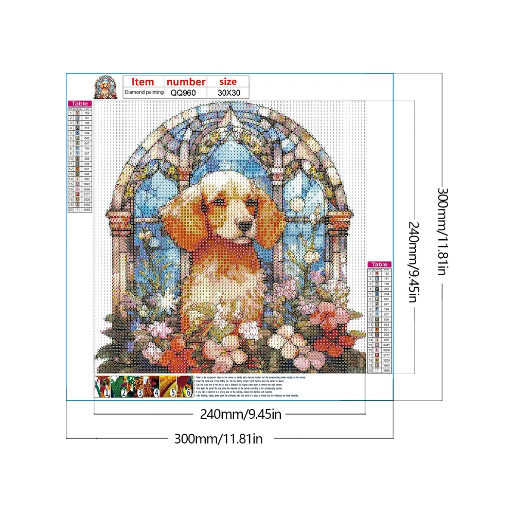 Diamond Painting - Full Round Drill - Stained Glass Dog(Canvas|30*30cm)