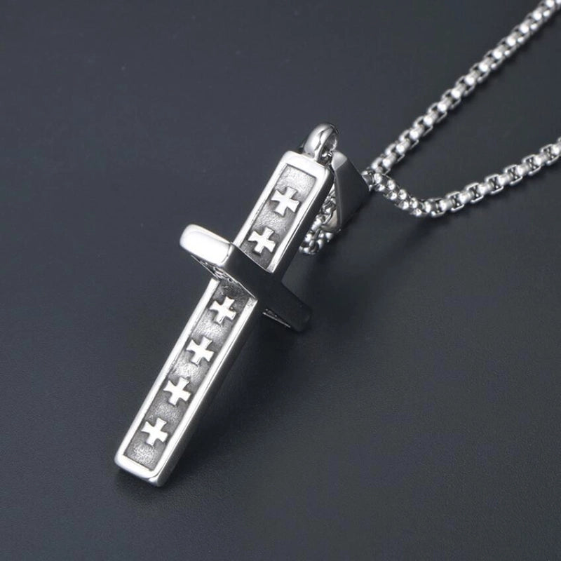 Retro Punk Cross Axe Alloy Titanium Steel Iron Plating Men’s Pendant Necklace Men Pendant Necklaces
