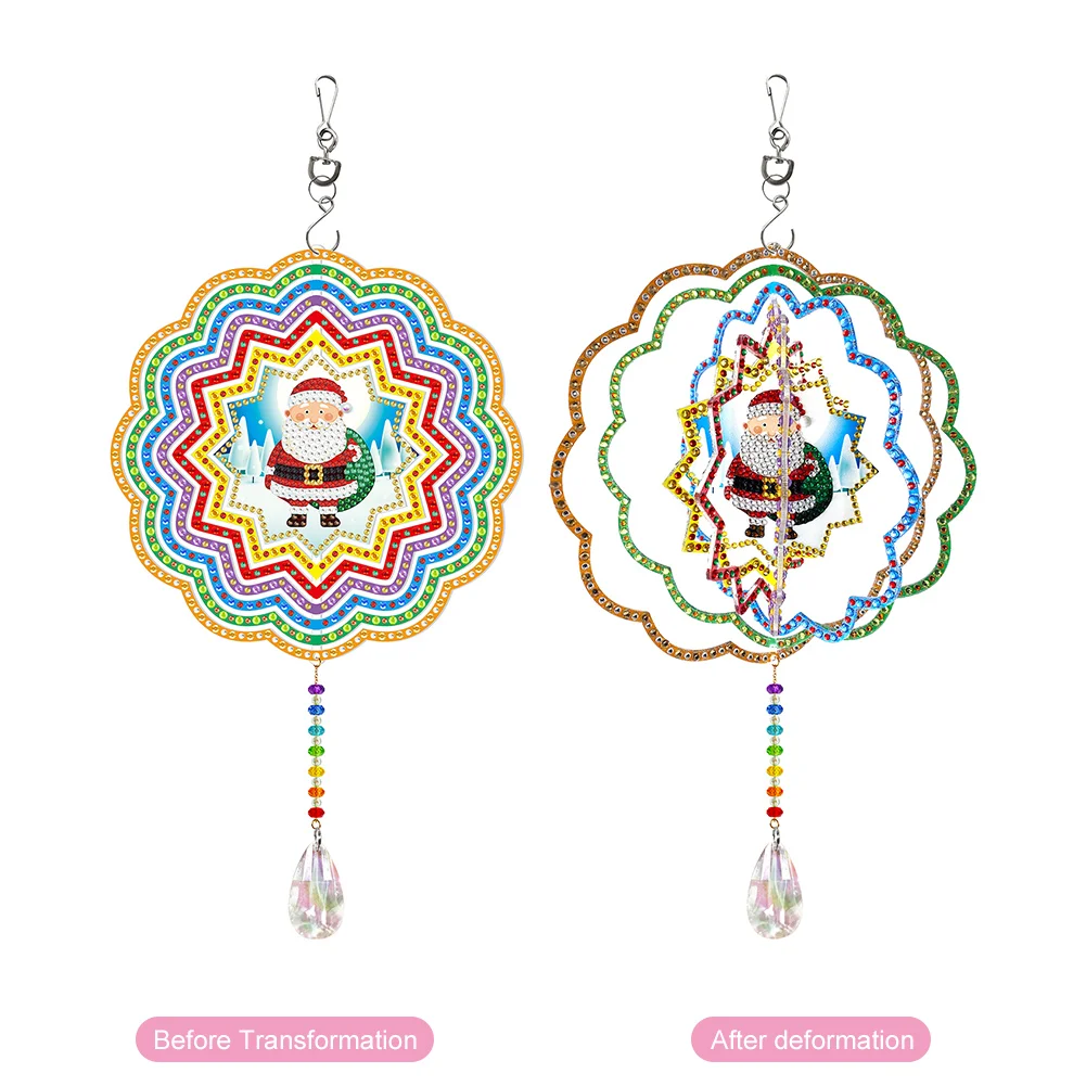 DIY Diamond Painting Rotatable 3D Wind Chimes - Santa(Double Sided)