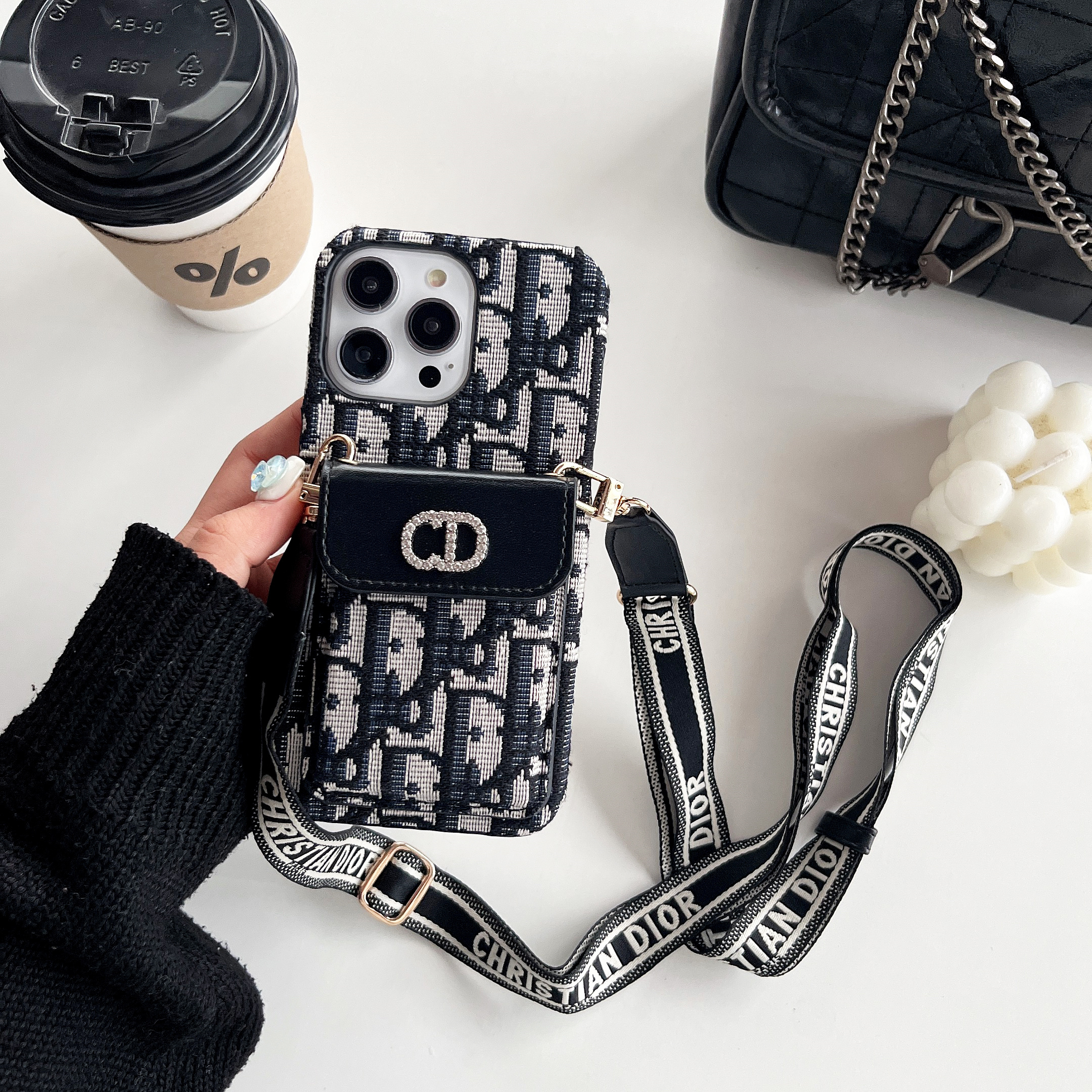 Dior Oblique Print Crossbody Wallet Card Holder  Apple iPhone Case Samsung Galaxy Cover