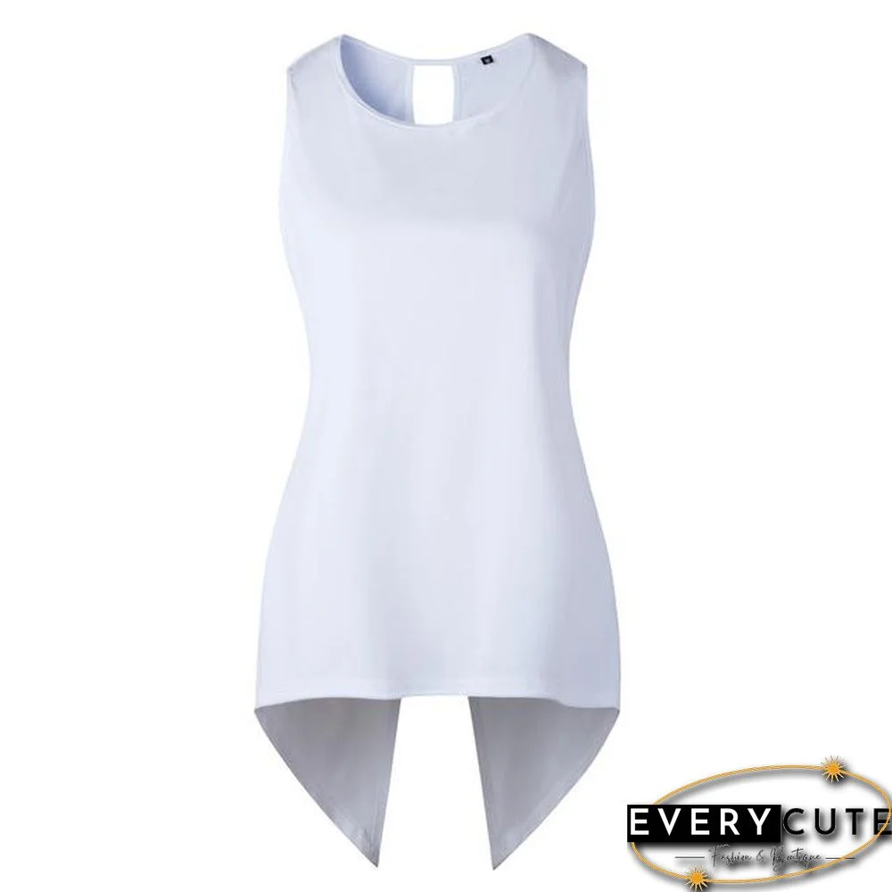 Women Cross Irregular Sleeveless Backless Tops and Blouses