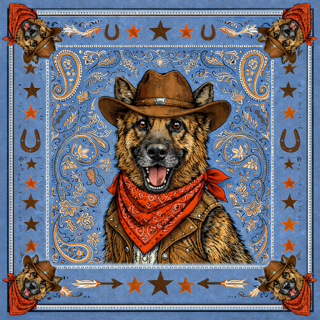 Western German Shepherd Bandana 100% Cotton Soft Breathable