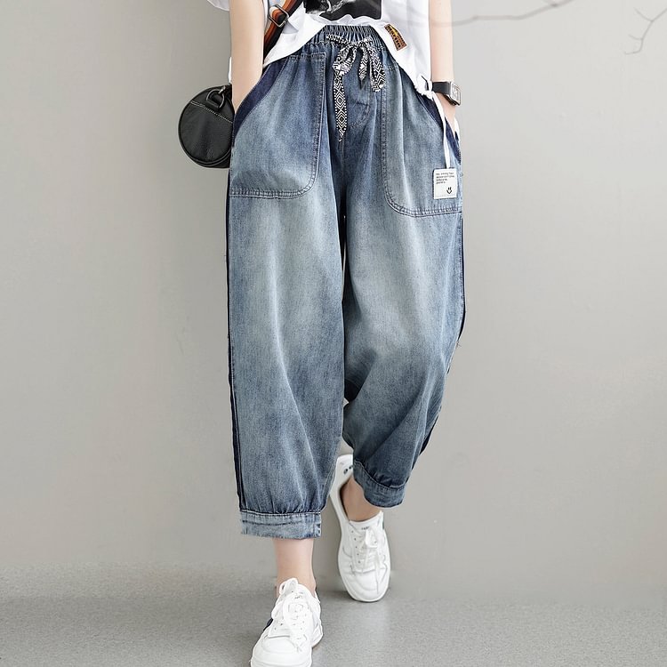 Women Casual Loose Patchwork Summer Thin Jeans