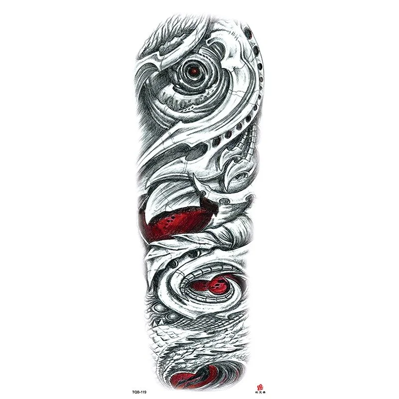 Sdrawing Arm Temporary Tattoos Sleeve for Men Women Realistic Fake Tatoo Warrior Lion Mechanical Skull Wolf Rose Tatto Sticker Totem
