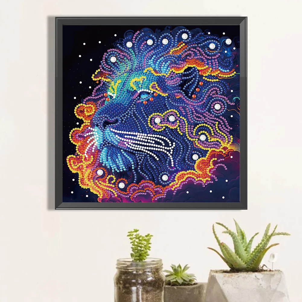 Special Shape Diamond Painting 30*30cm - Colorful Lion