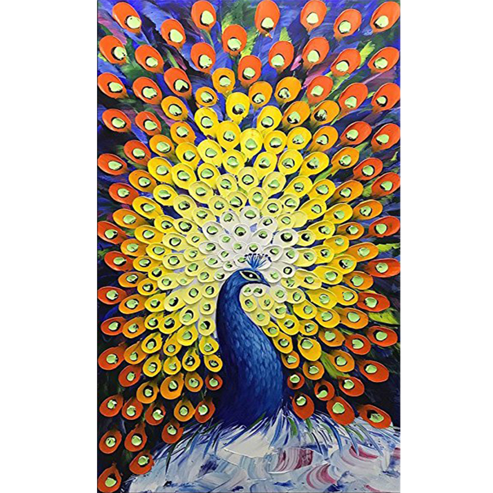 

30*40CM - Crystal Round Drill Diamond Painting - Peacock Spread Tail, 501 Original