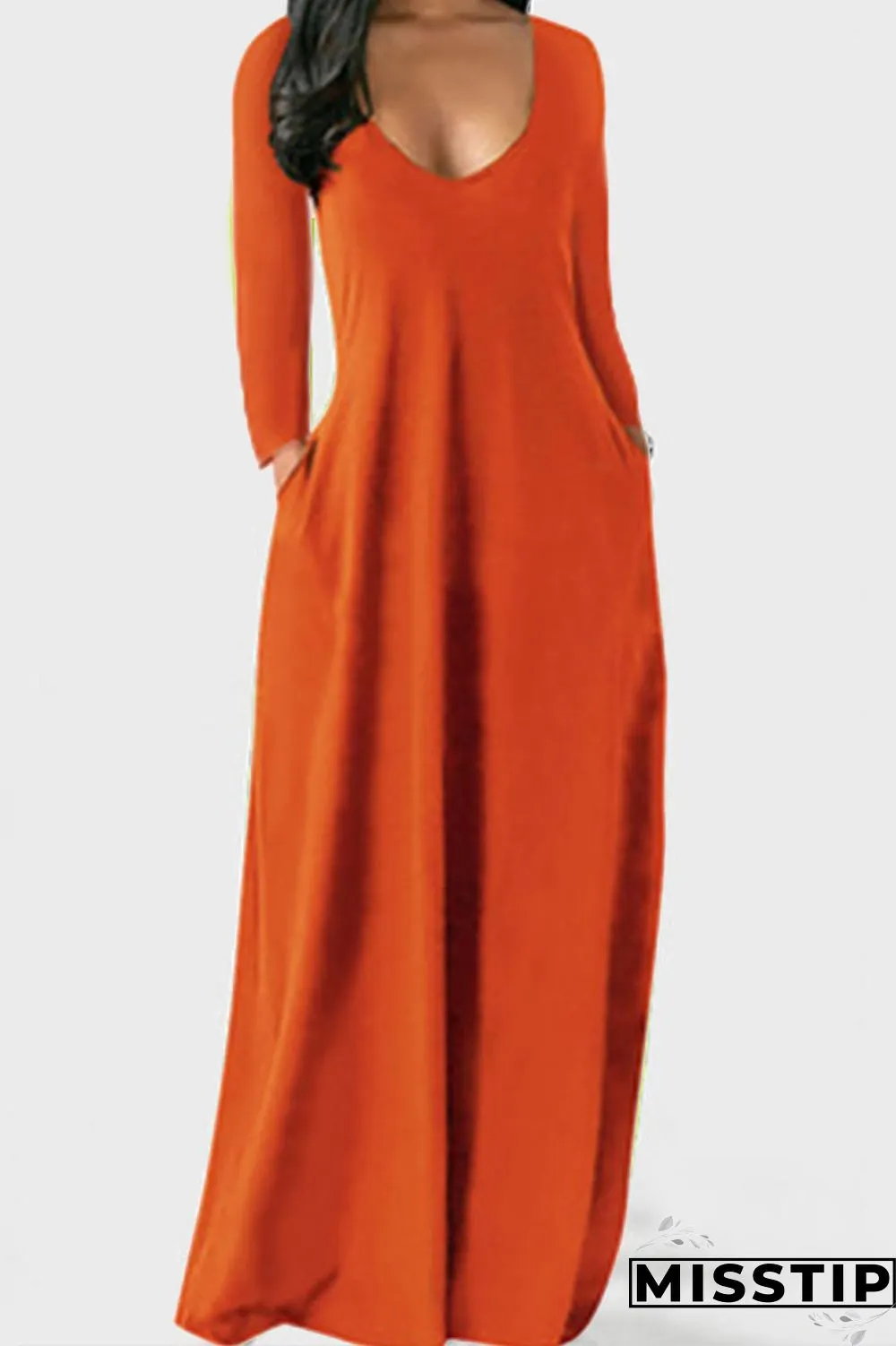 Black Casual Solid Patchwork V Neck Straight Dresses
