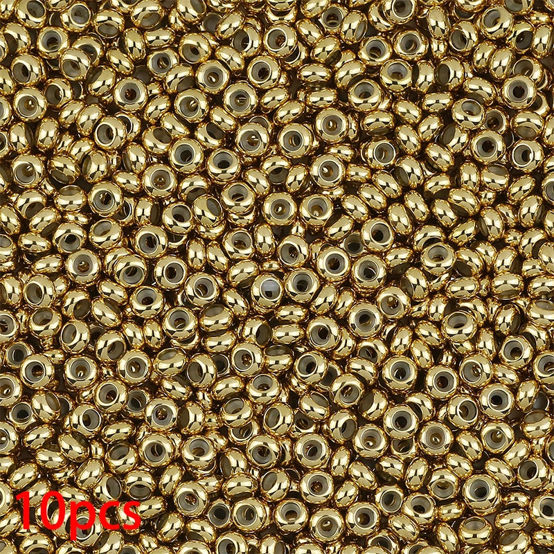 10 PCS/Package Diameter 10mm Diameter 6 Mm Diameter 8mm 304 Stainless Steel Solid Color Polished Beads Spacer Bars Jewelry Accessories