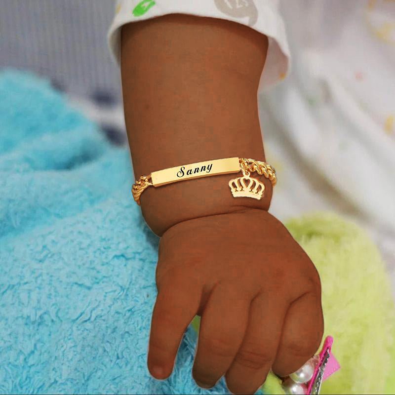 Custom Name Personalized Crown Baby Bracelet With Name-VESSFUL