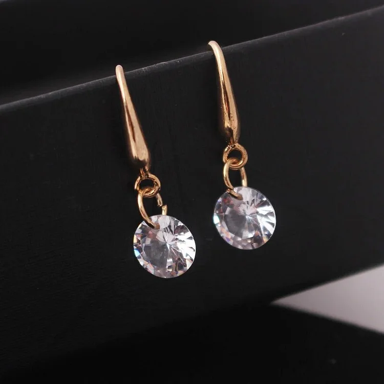 Dangle Drop Earrings Lady Elegant Fashion Noble Zircon Crystal Earring For Women Jewelry Dainty Boucle Mujer Brincos