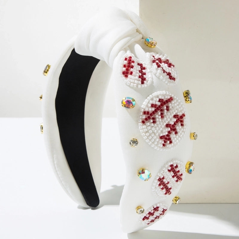 Women’s Casual Vacation Geometric Beaded Alloy Cloth Knitting Inlay Glass Beads Hair Band