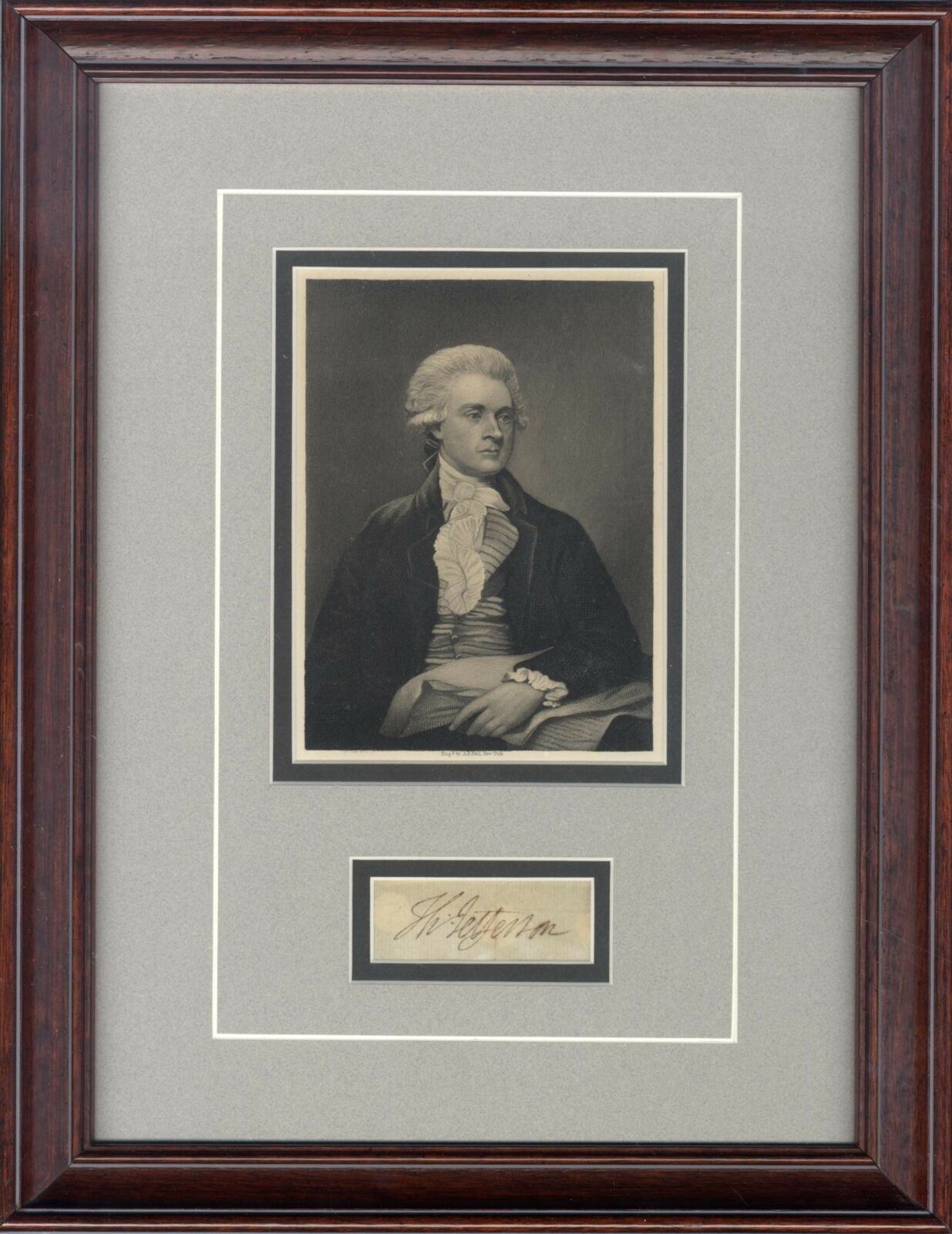 AMERICAN FOUNDING FATHER Thomas Jefferson autograph, signed clipping mounted