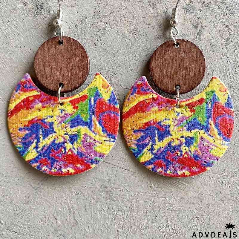 Wood & PU Drop Earrings