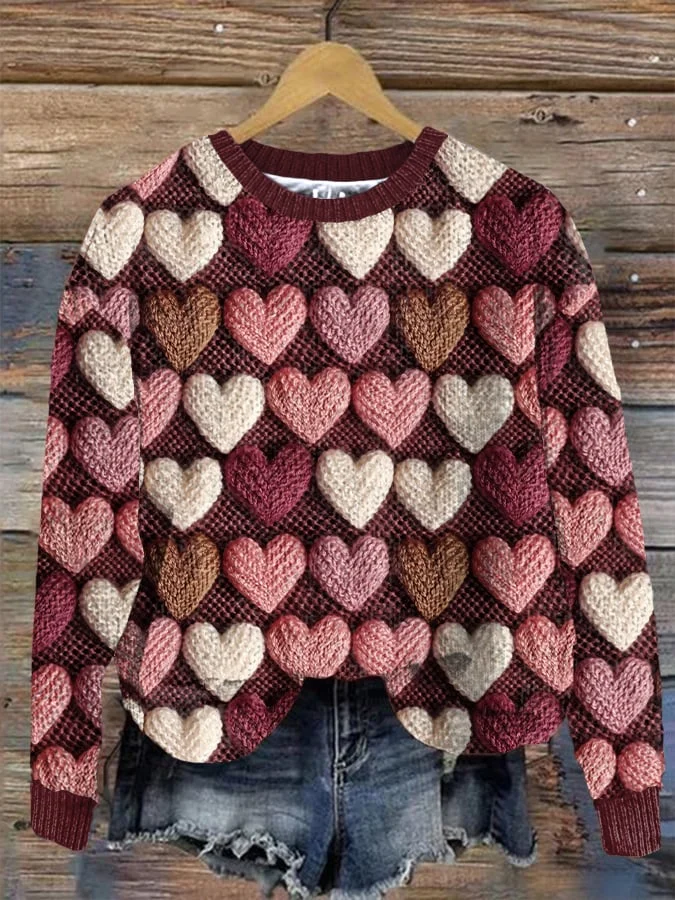 Women's Valentine's Day Heart Print Sweatshirt