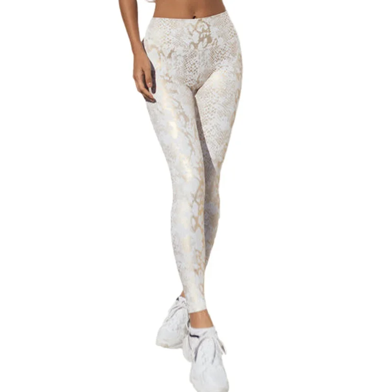 Athvotar Athvotar High Stretch Snakeskin Honey Peach Hip Gym Pants High Waist Lift Hip Quick Dry Sports Pants Tight Stretch Yoga Pants