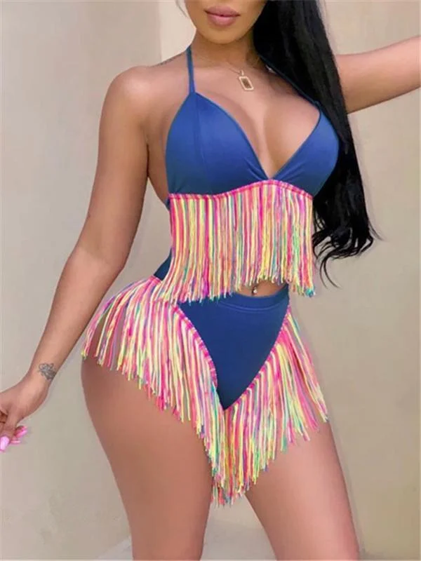 Multicolor Fringe Bikini